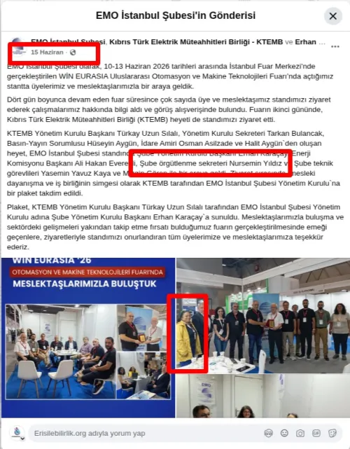 Nursemin Yıldız'ın 10-13 Temmuz tarihlerinde &Ouml;rg&uuml;tlenme Sekreteri g&ouml;reviyle WİN Fuarındaki bulunduğuna dair haber